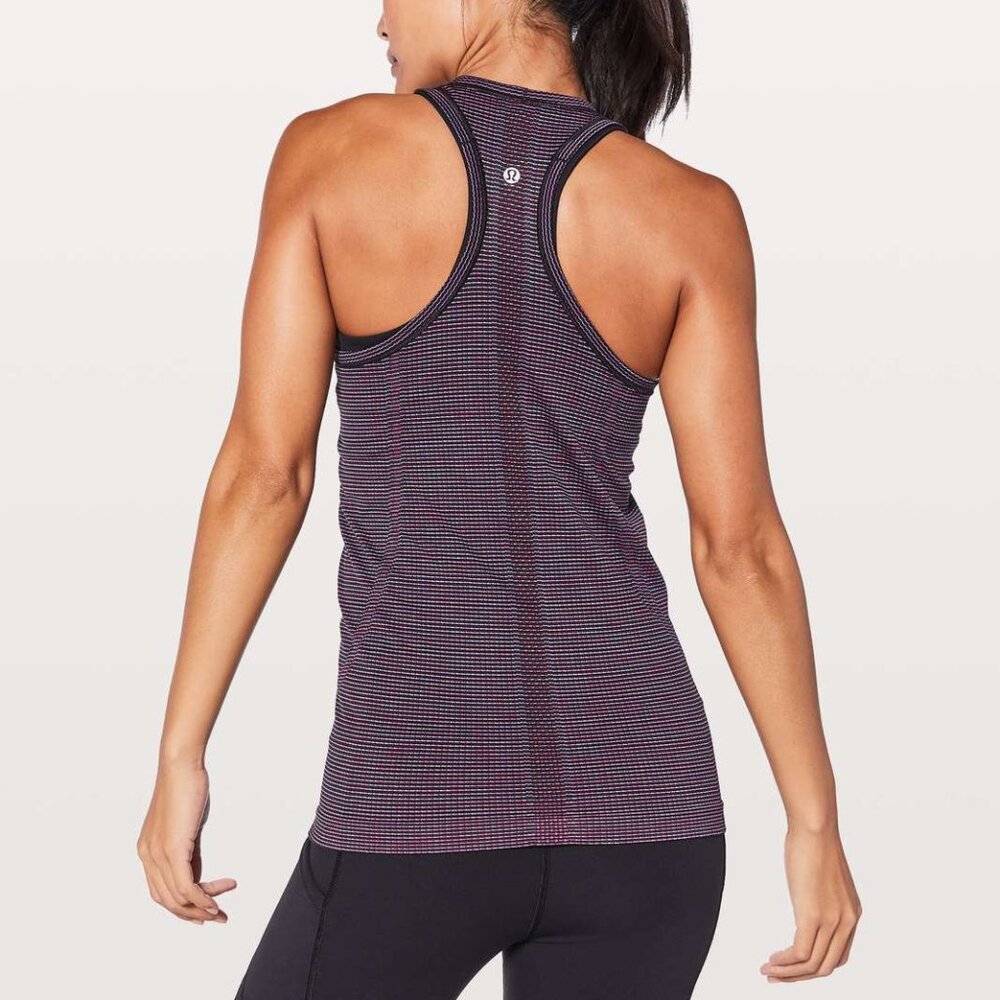 LULULEMON - Swiftly Tech Tank - Pink Black Lavender Blue - Size 8 - EUC